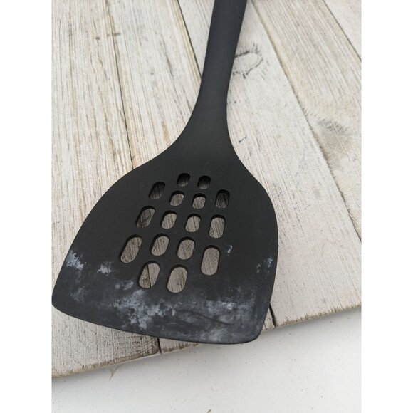 Vintage T-Fal Nylon Slotted Spatula Kitchen Utensil Black 13 3/4" Tfal - Picture 8 of 8